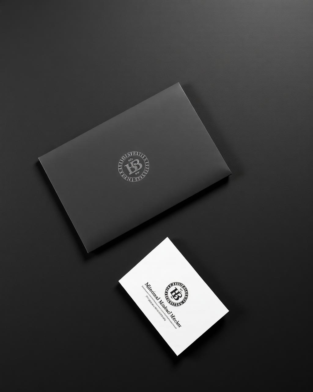 Corporate identity collateral mockup with embossed monogram