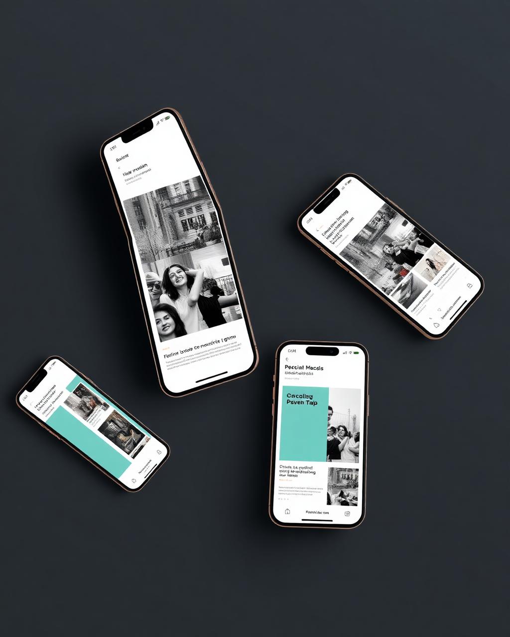 Social media campaign layouts shown on mobile screens