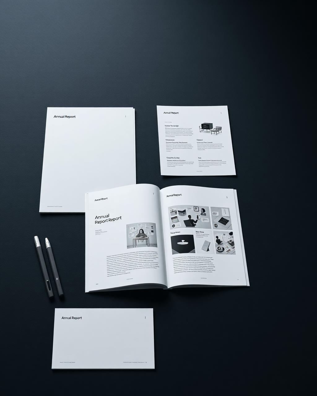 Corporate report and stationery layout spread
